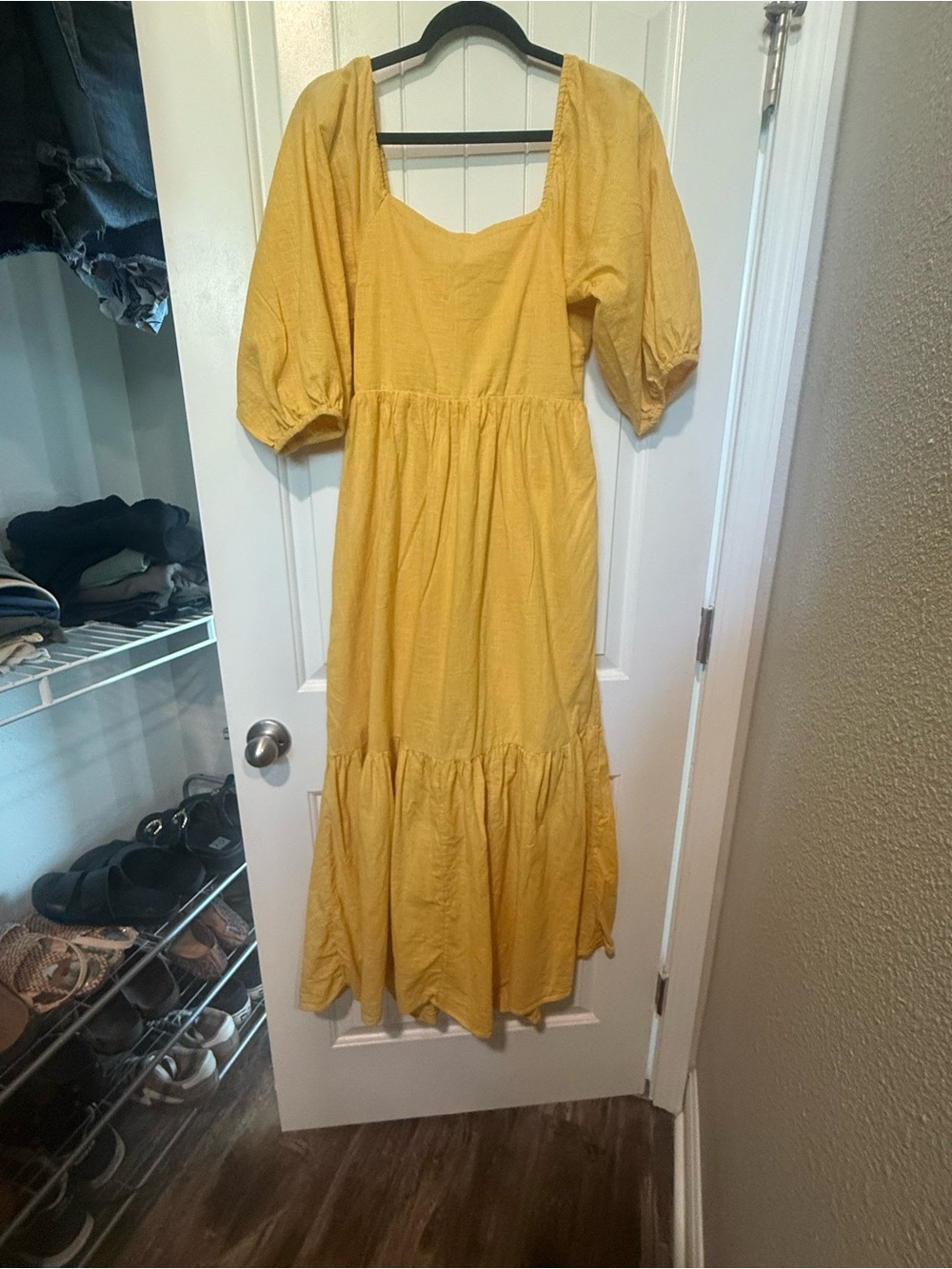Billabong Yellow Puff-Sleeve Maxi Dress